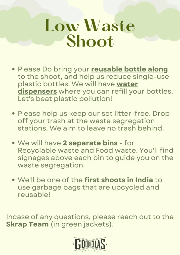 low waste shoot; low waste shoot guidelines; recyclable waste